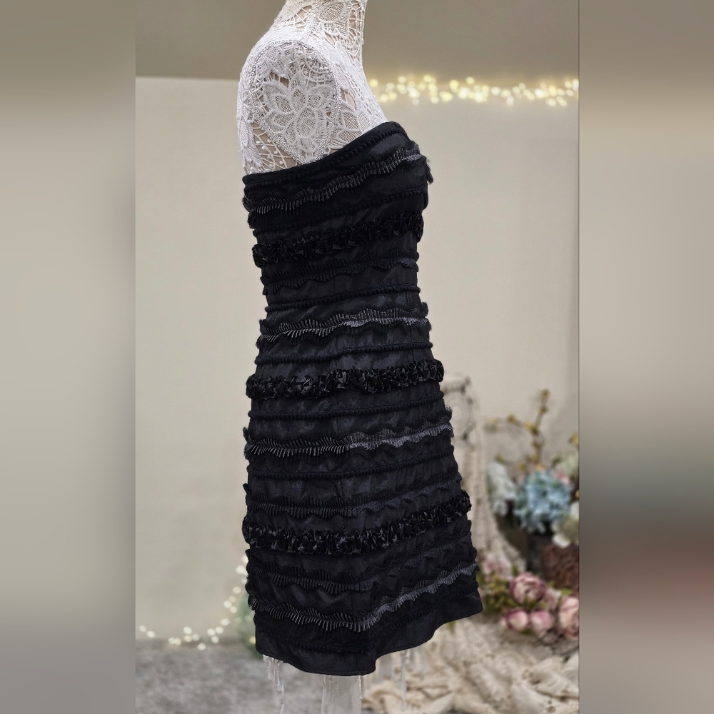 LAUNDRY By Shelli Segal Textured Ruffle Cocktail Mini Dress Sz 6 - Picture 10 of 12